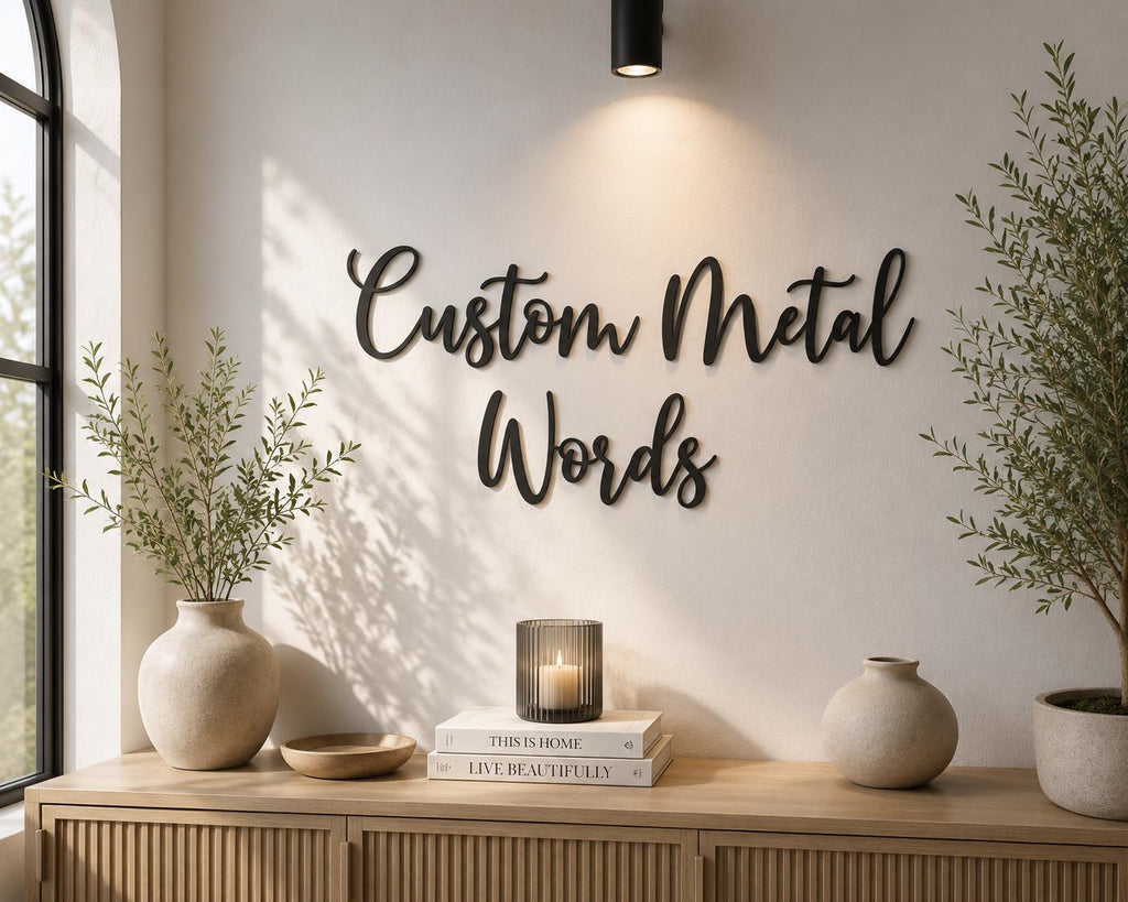 Custom Script Metal Word Art – Personalized Name Sign