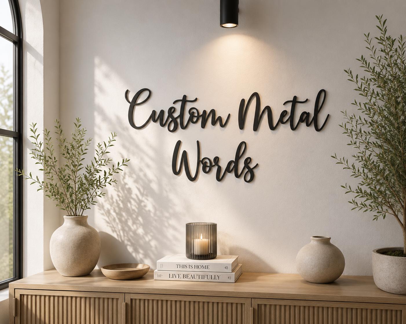 Custom Script Metal Word Art – Personalized Name Sign