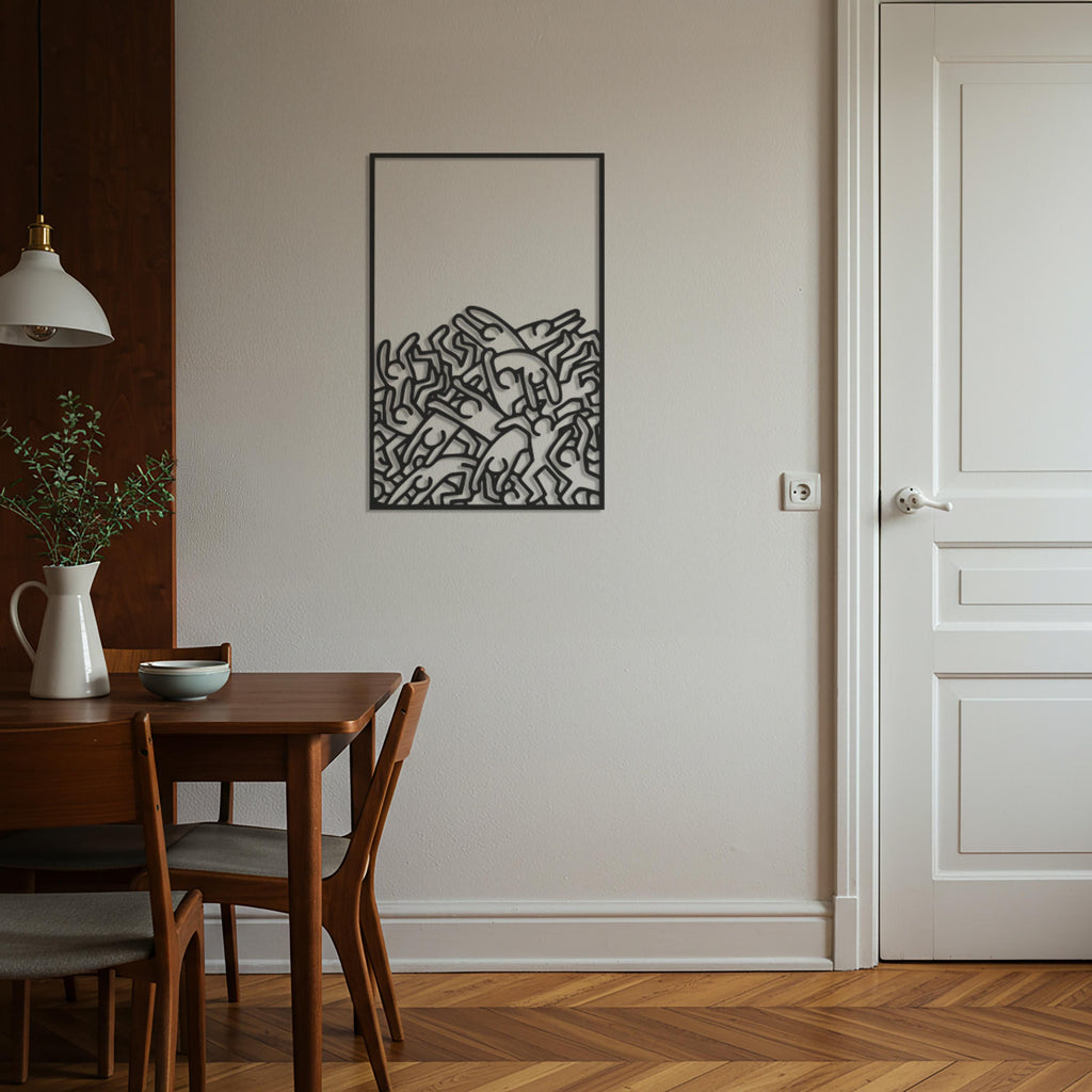 Abstract Metal Line Art, Modern People Sculpture, Living Room Decor