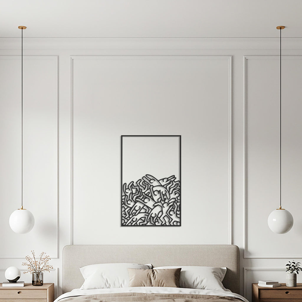 Abstract Metal Line Art, Modern People Sculpture, Living Room Decor
