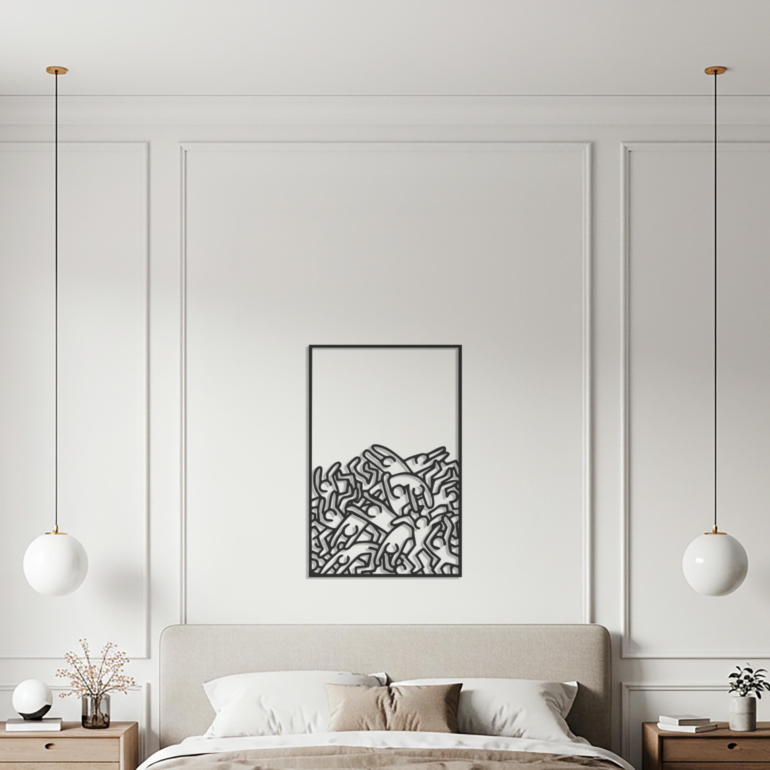 Abstract Metal Line Art, Modern People Sculpture, Living Room Decor