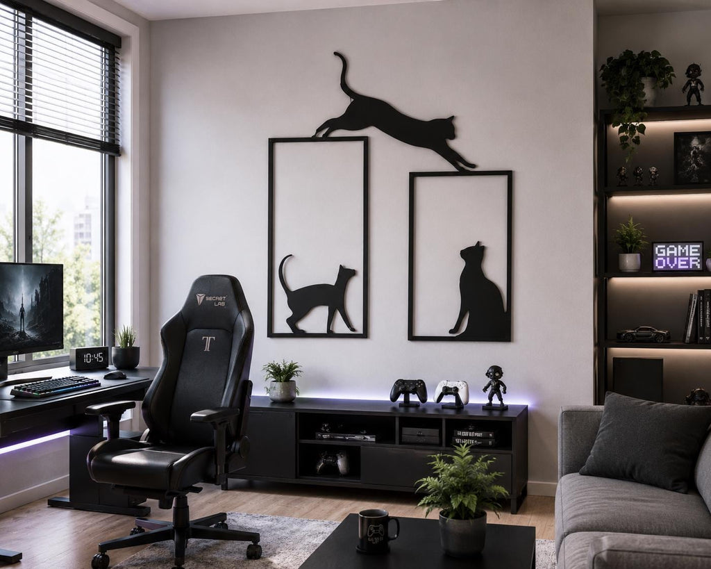 Cat Metal Wall Art, Modern Animal Wall Decor