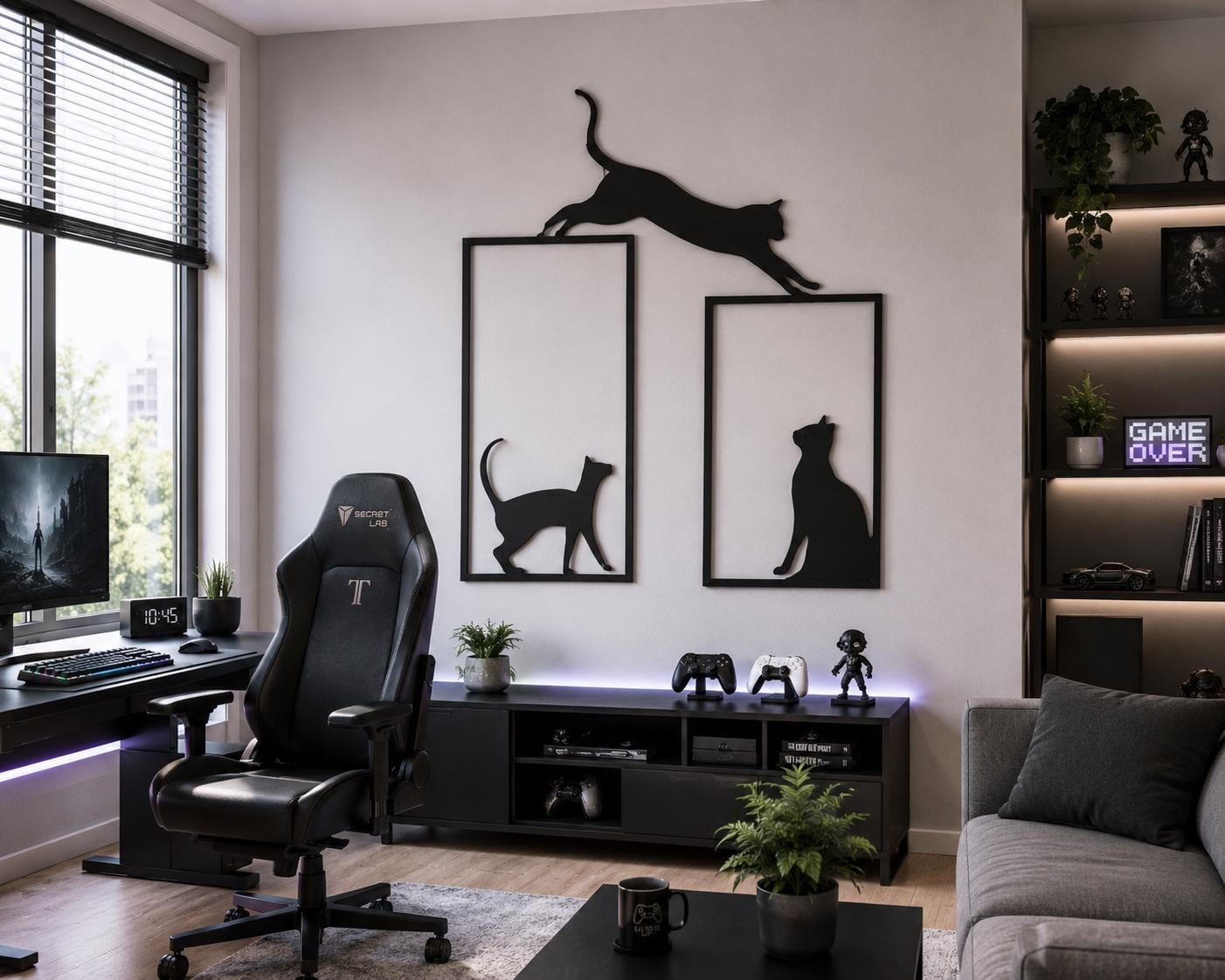 Cat Metal Wall Art, Modern Animal Wall Decor