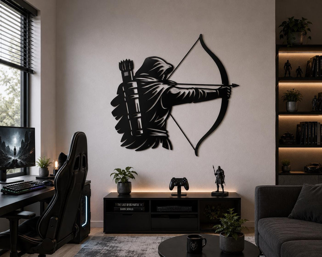 Archer Metal Wall Art, Medieval Gaming Room Decor