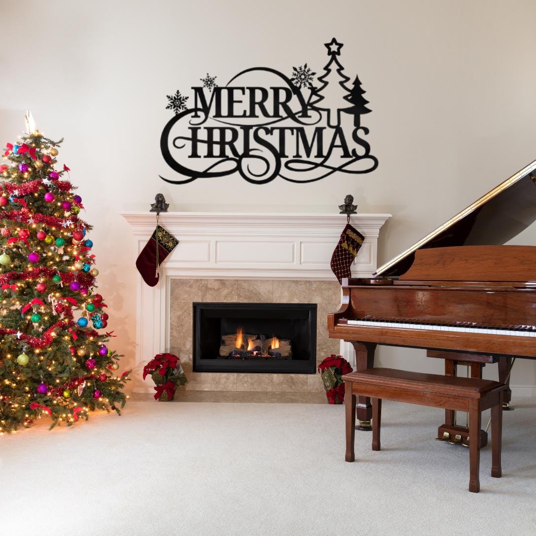 Merry Christmas Metal Wall Art, Snowflake Festive Sign