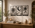Tarot Metal Wall Art Set  Sun Moon Star Decor, Spiritual Astrology Metal Artwork