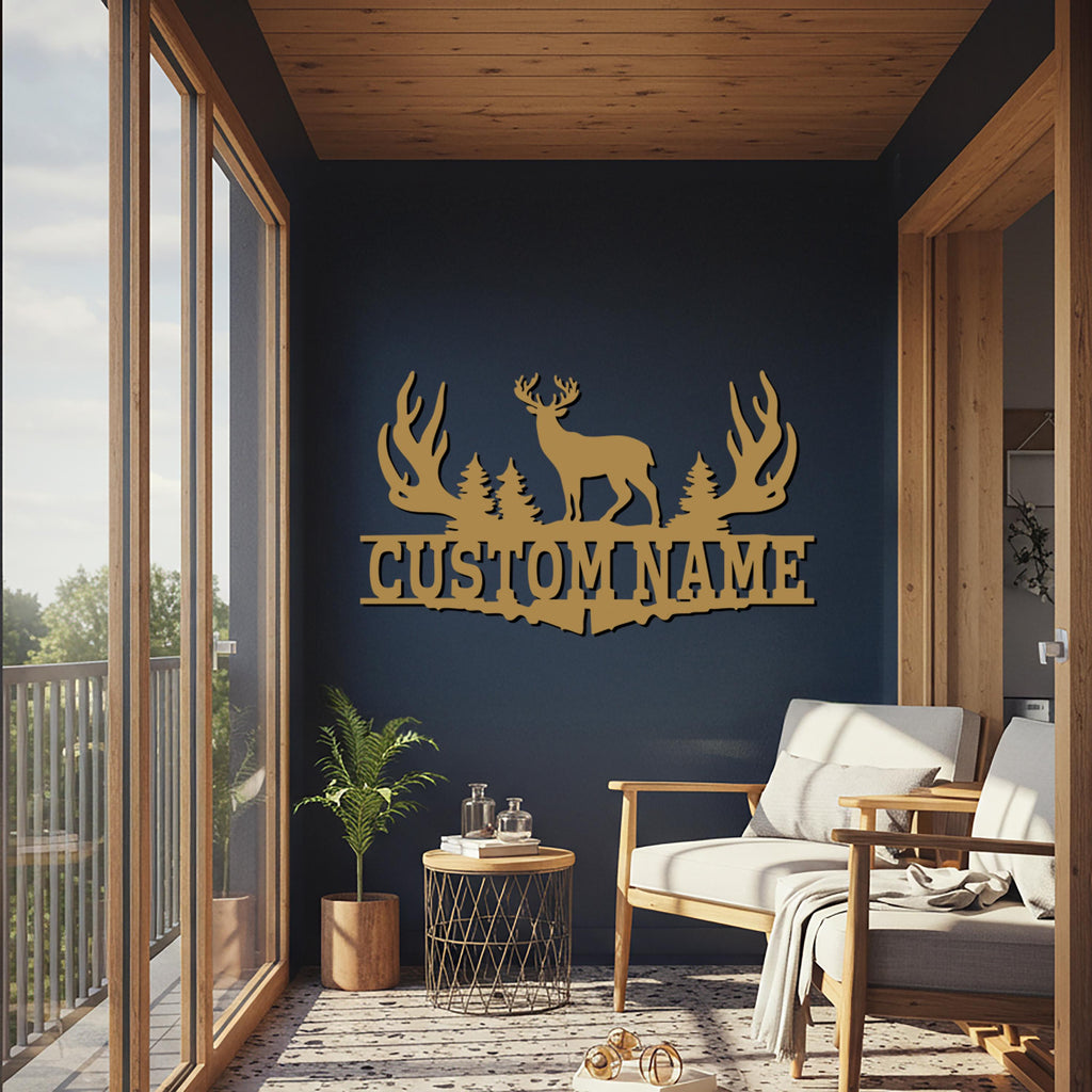 Custom Deer Name Metal Wall Art – Hunting Cabin Decor
