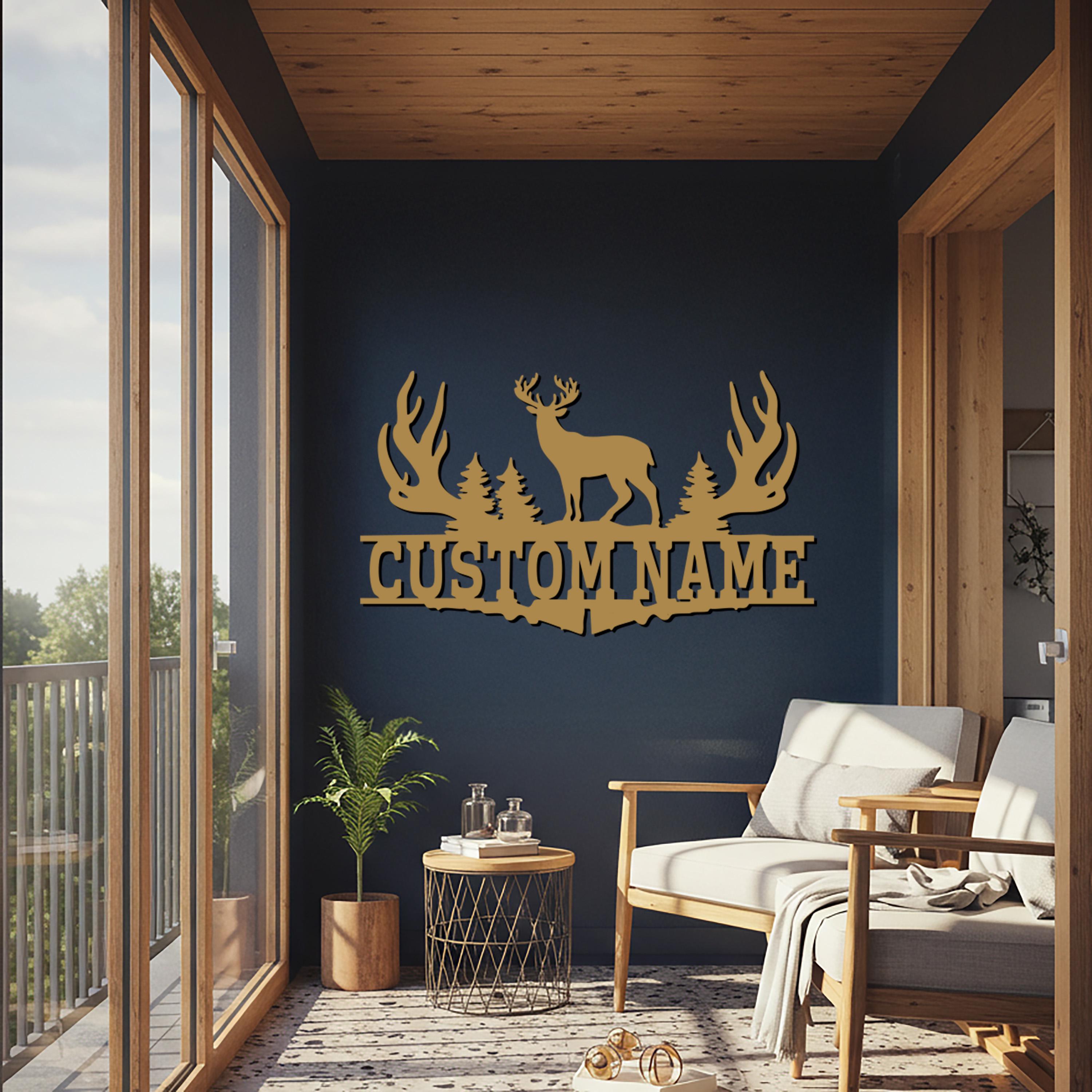 Custom Deer Name Metal Wall Art – Hunting Cabin Decor