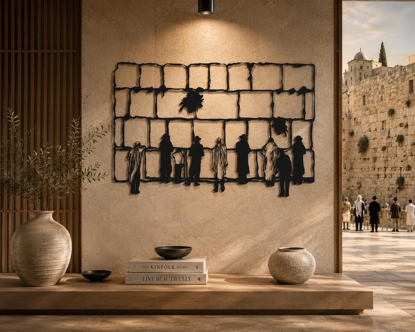 Western Wall Metal Art – Jerusalem Silhouette, Jewish Prayer Decor