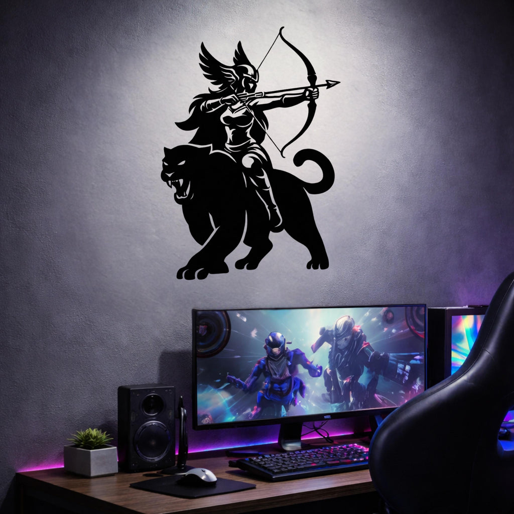 Valkyrie Metal Wall Art, Norse Mythology Decor, Gaming Room Art