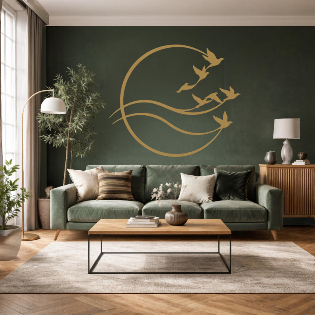 Flying Birds Metal Wall Art, Round Bird Wall Decor, Minimalist Nature Steel Wall Hanging, Modern Home Decor