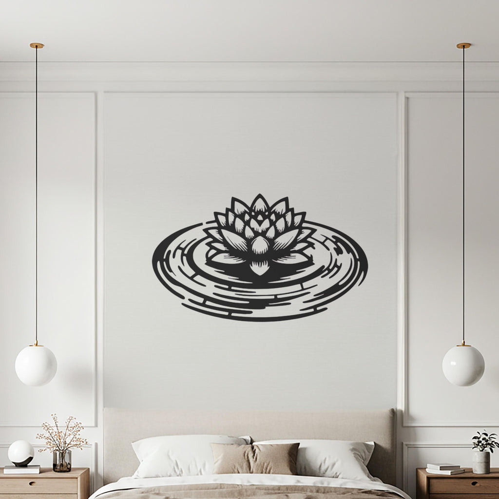 Lotus Flower Metal Wall Art, Zen Boho Meditation Decor, Spiritual Water Lily Home Accent