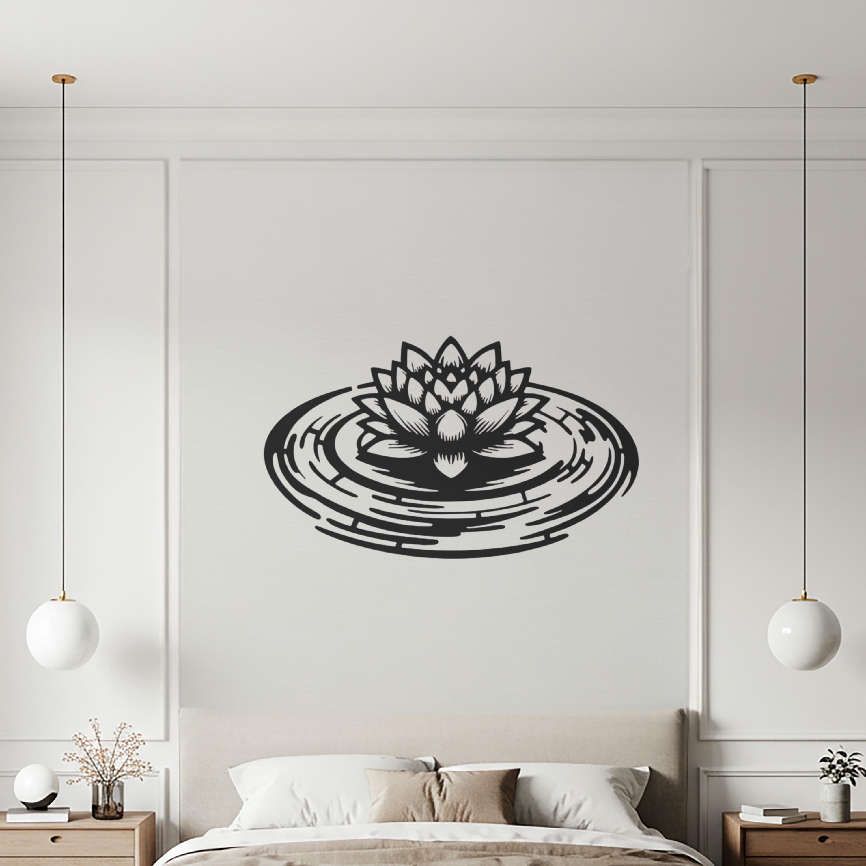 Lotus Flower Metal Wall Art, Zen Boho Meditation Decor, Spiritual Water Lily Home Accent