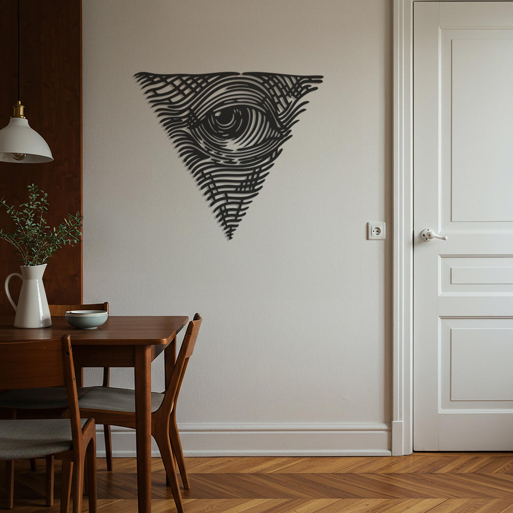 Eye Triangle Metal Wall Art, Geometric Mystical Decor