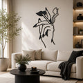 Metal Hand Holding Flowers Wall Art – Minimalist Line Sculpture