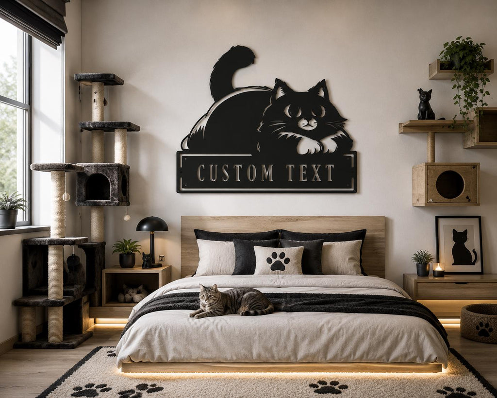 Personalized Cat Metal Wall Art, Modern Home Decor, Cat Lover Gift