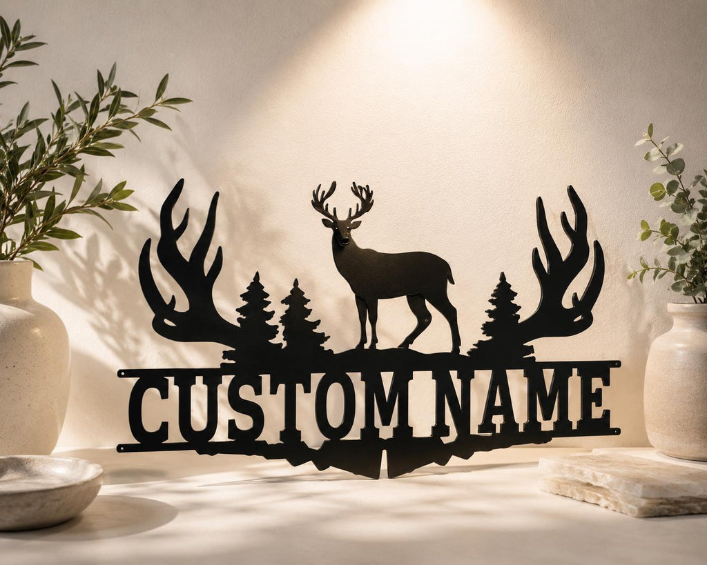 Custom Deer Name Metal Wall Art – Hunting Cabin Decor