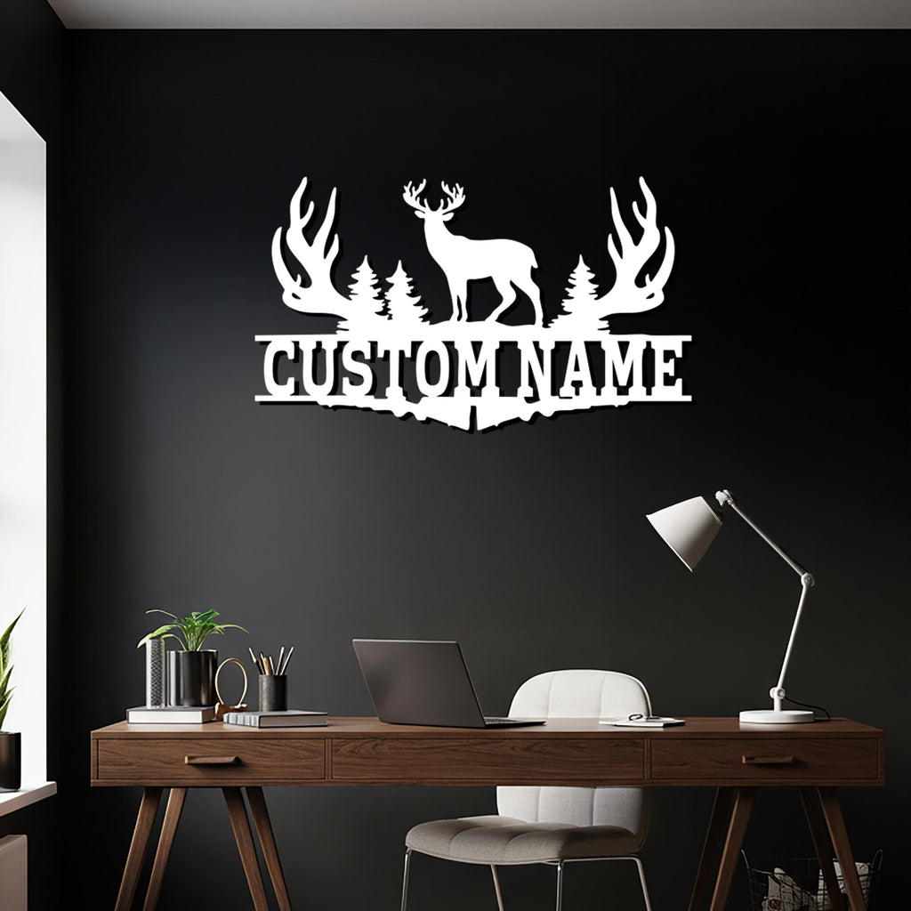 Custom Deer Name Metal Wall Art – Hunting Cabin Decor