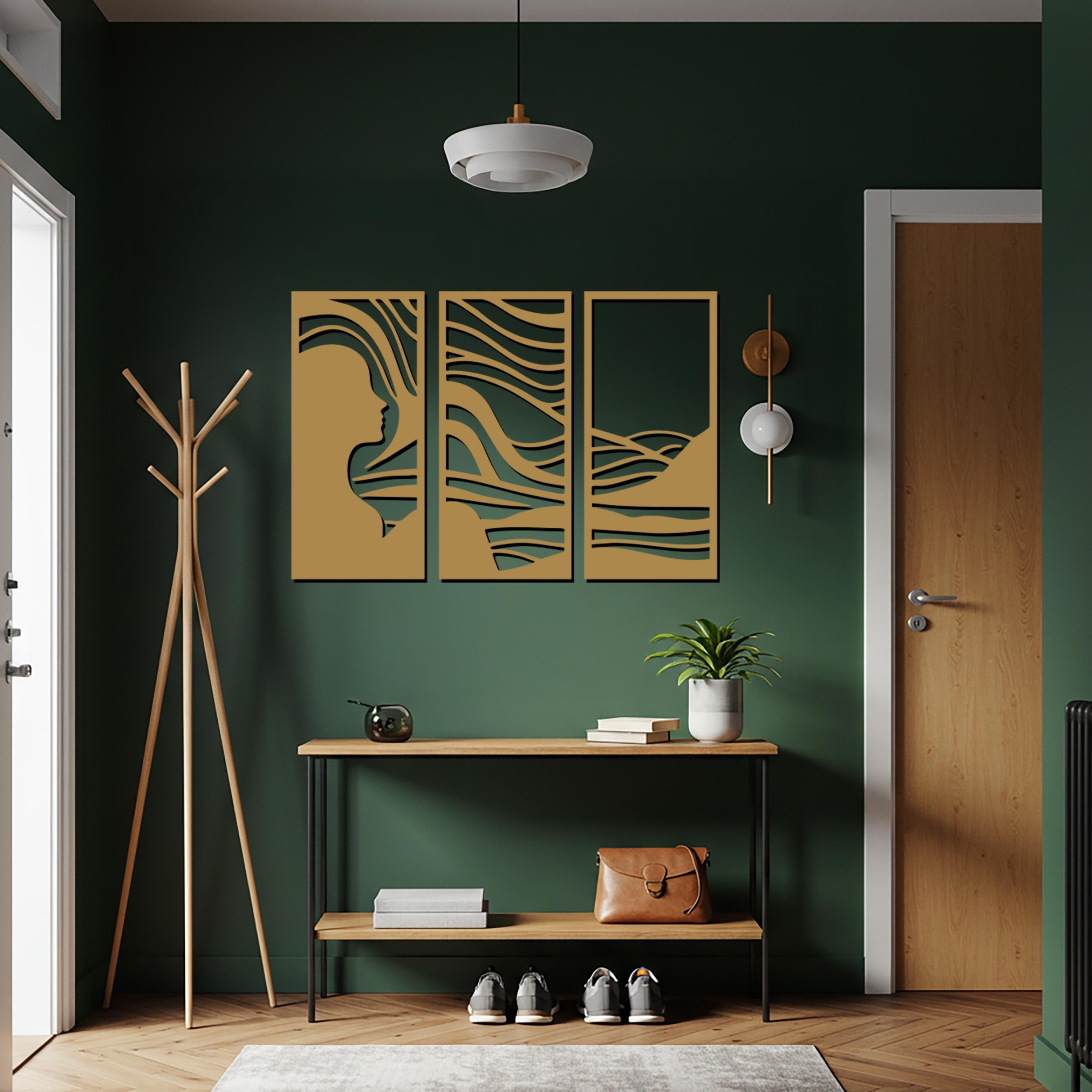 Abstract Woman Silhouette Metal Wall Art, Modern Triptych