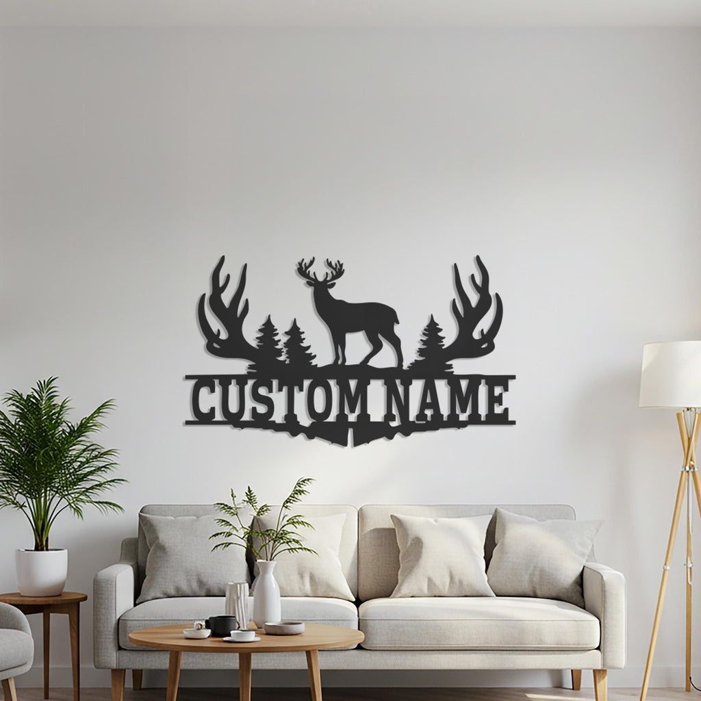 Custom Deer Name Metal Wall Art – Hunting Cabin Decor