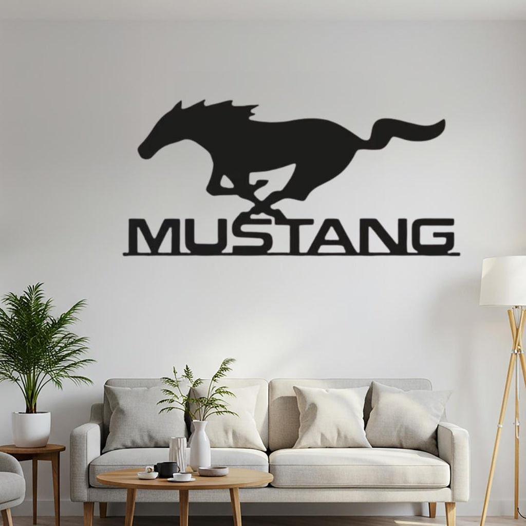 Mustang Metal Wall Art: Muscle Car Silhouette Decor, Garage Man Cave Sign