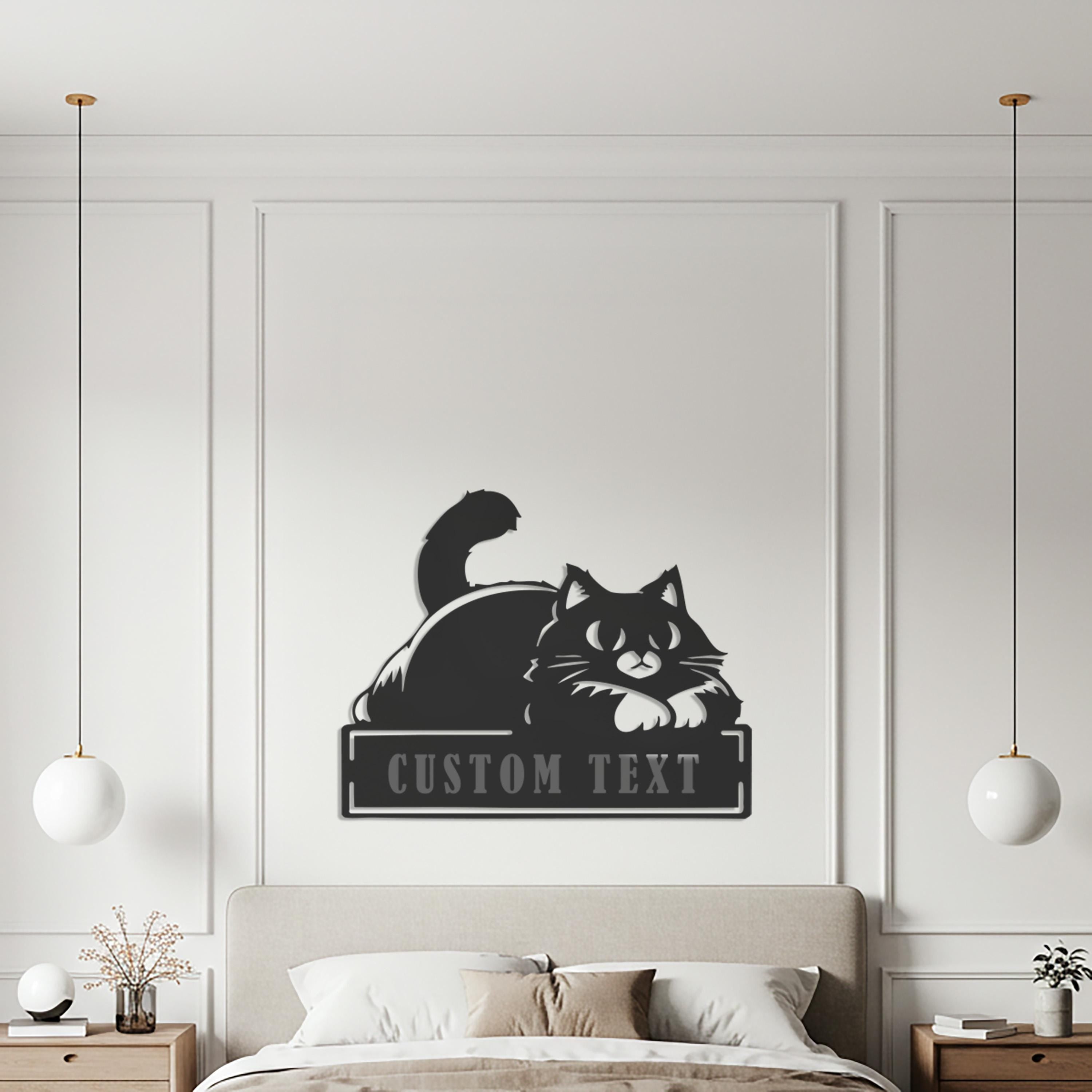 Personalized Cat Metal Wall Art, Modern Home Decor, Cat Lover Gift