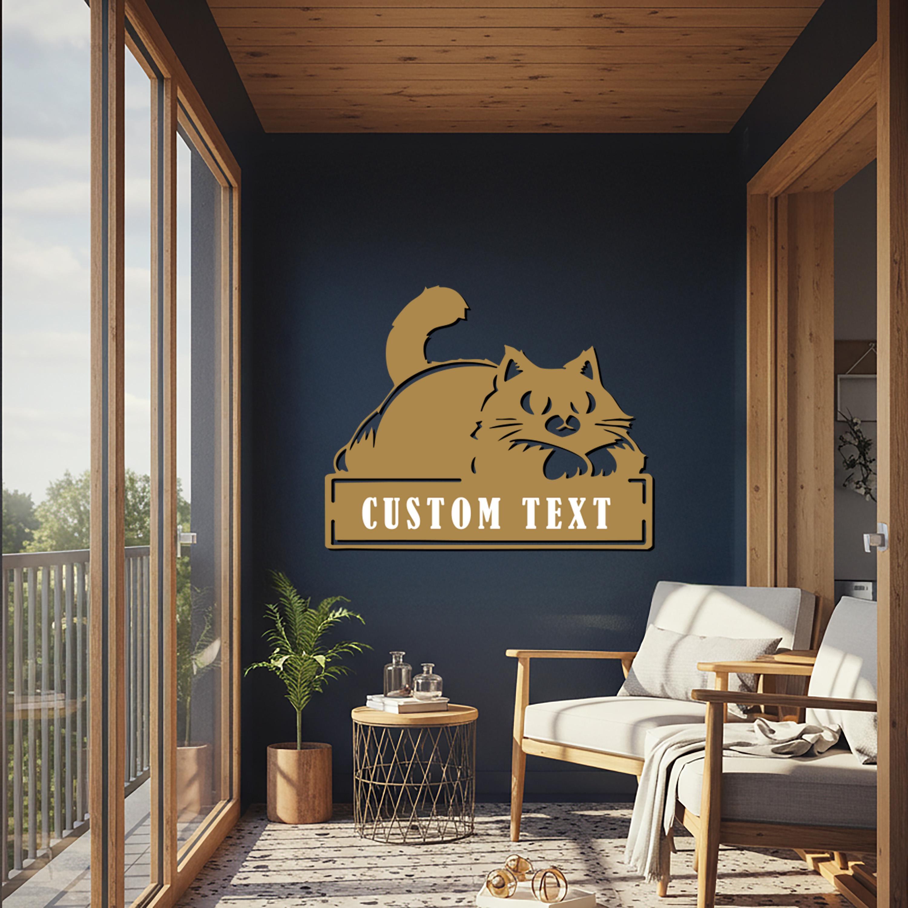 Personalized Cat Metal Wall Art, Modern Home Decor, Cat Lover Gift