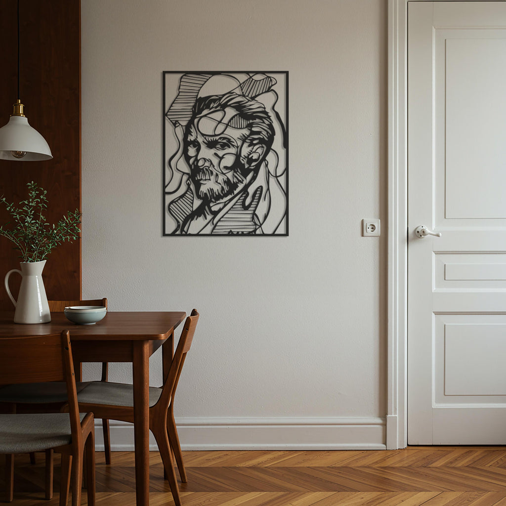 Van Gogh Inspired Metal Wall Art, Abstract Line Portrait
