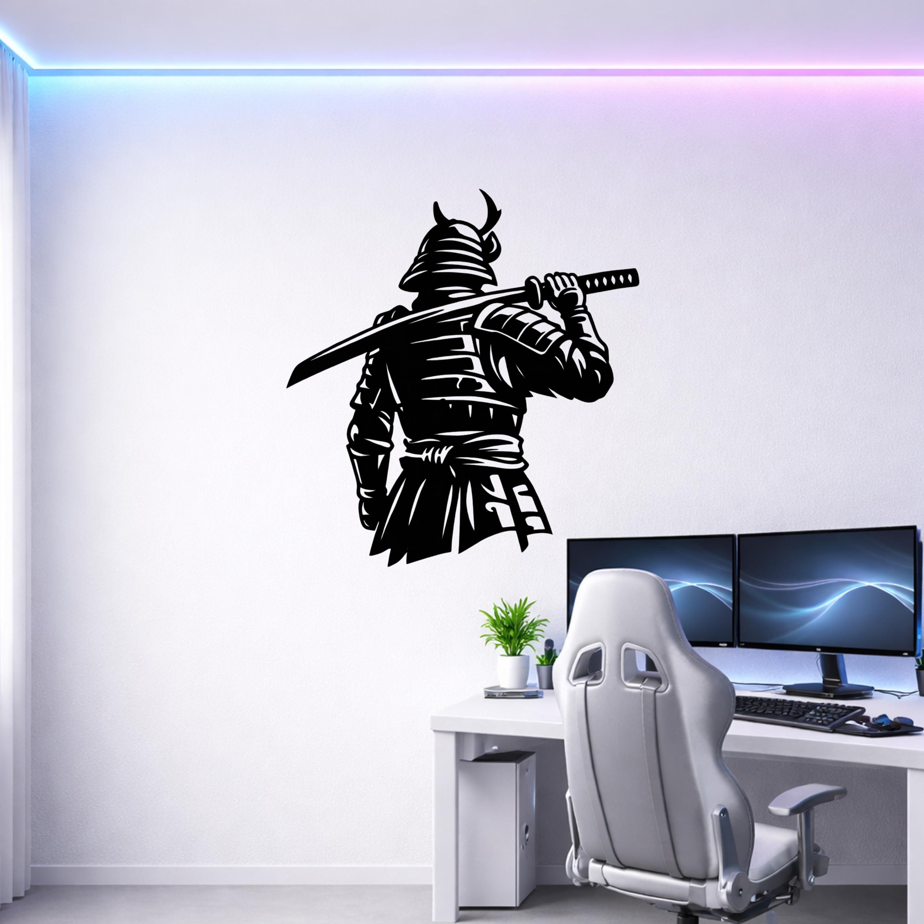 Samurai Metal Wall Art, Japanese Warrior Decor