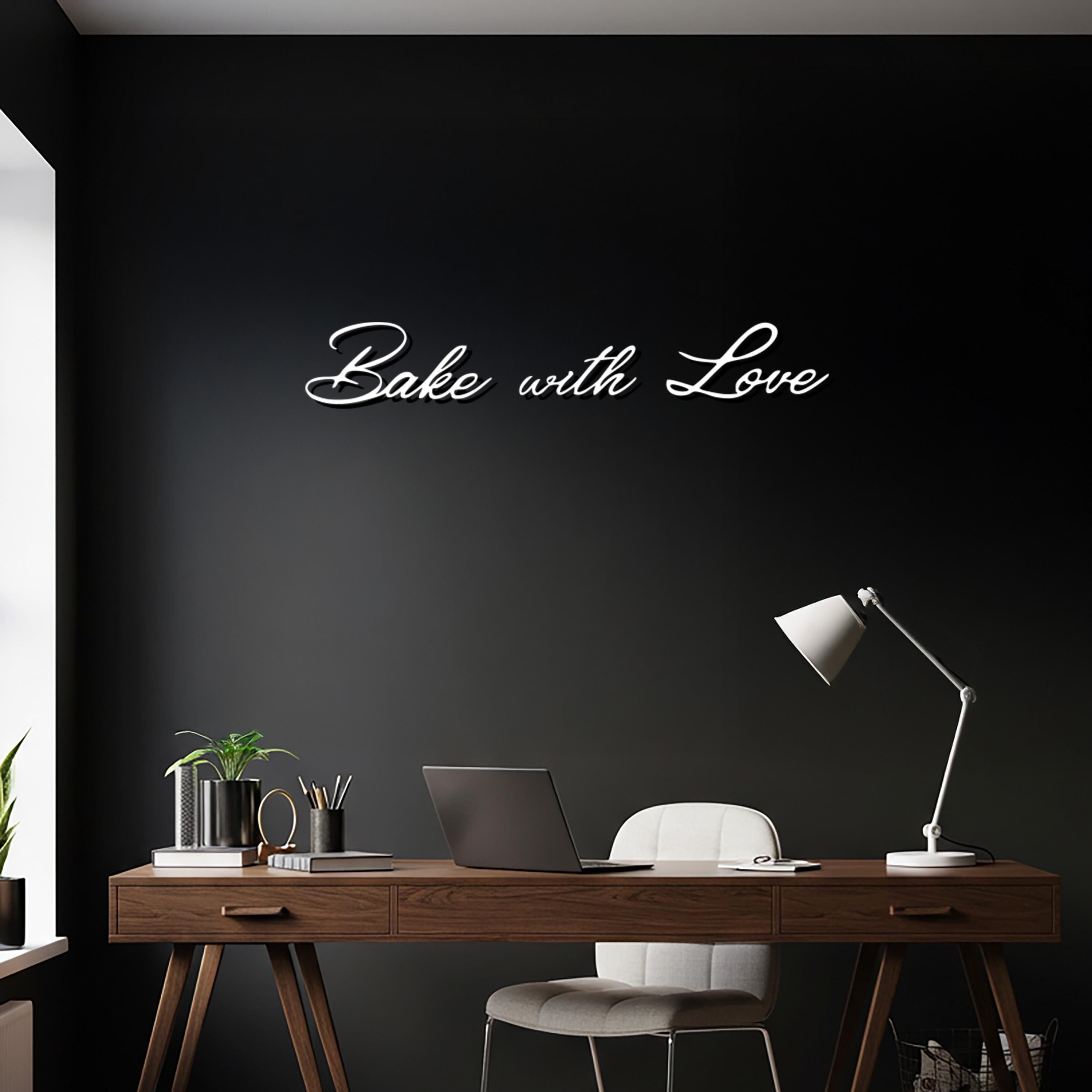 Bake with Love Metal Wall Art – Script Kitchen Decor