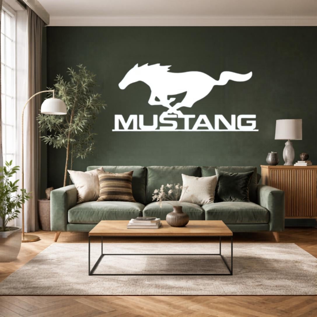 Mustang Metal Wall Art: Muscle Car Silhouette Decor, Garage Man Cave Sign