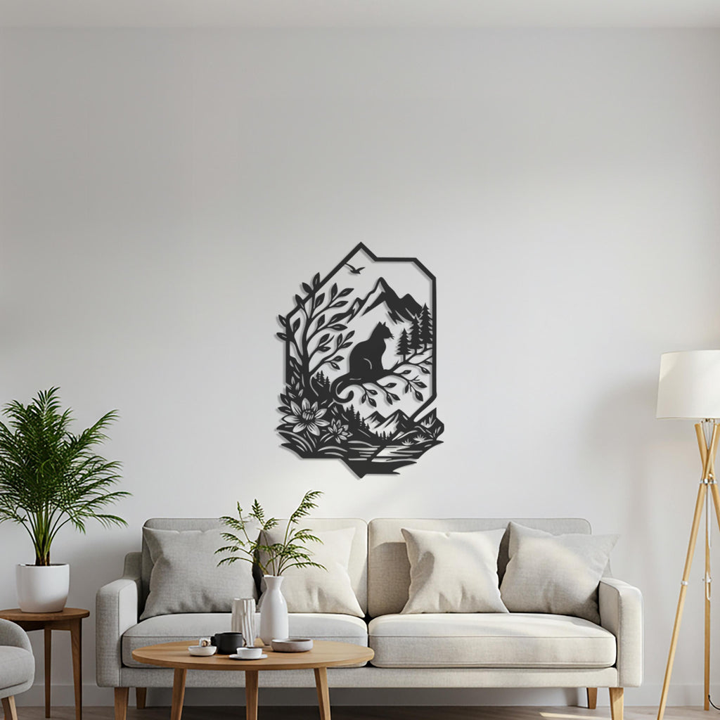Wolf Mountain Metal Wall Art, Rustic Cabin Decor