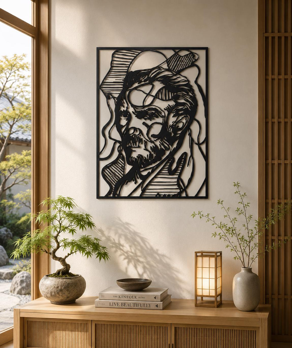 Van Gogh Inspired Metal Wall Art, Abstract Line Portrait
