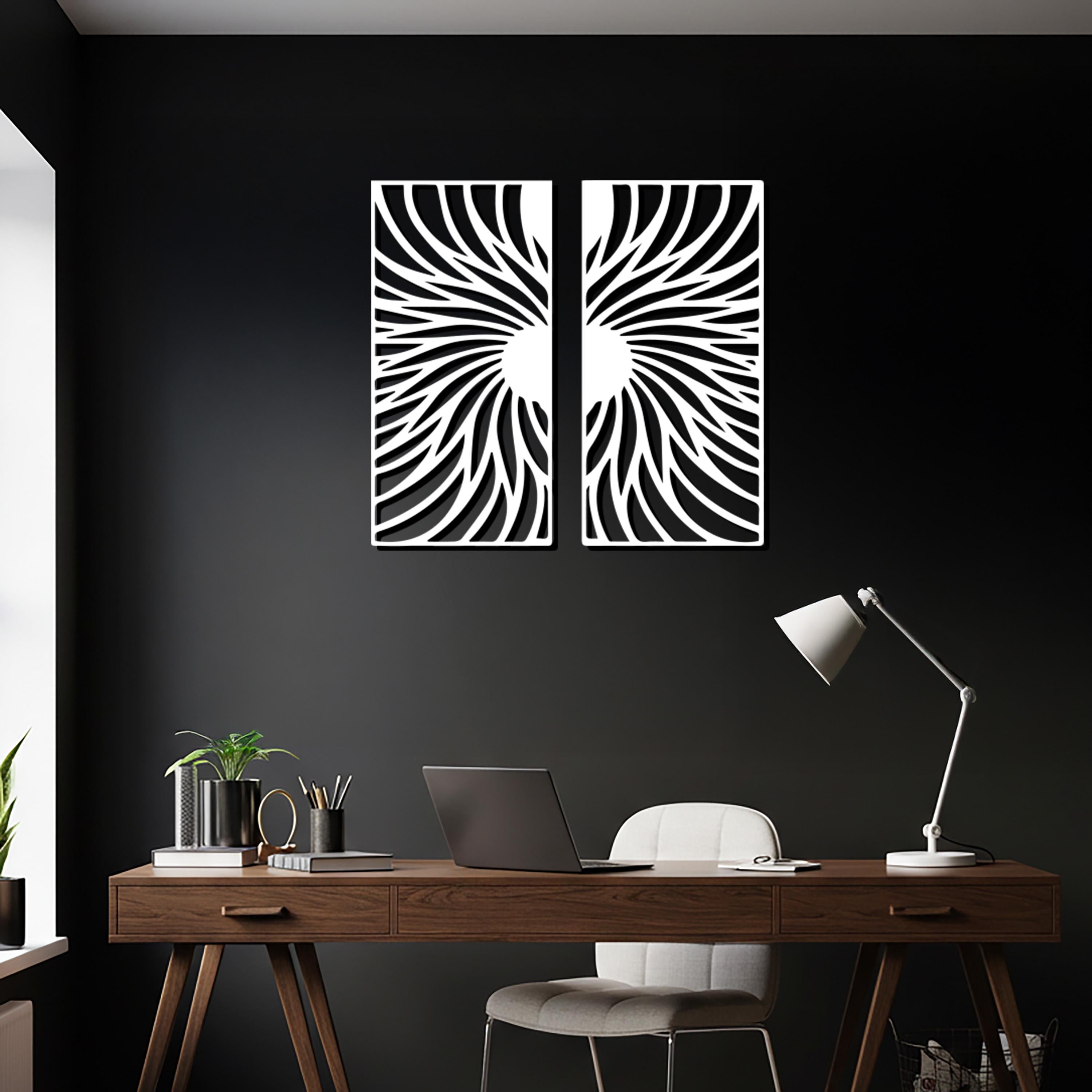 Spiral Metal Wall Art, Geometric Line Design, Modern Home Decor, Set of 2