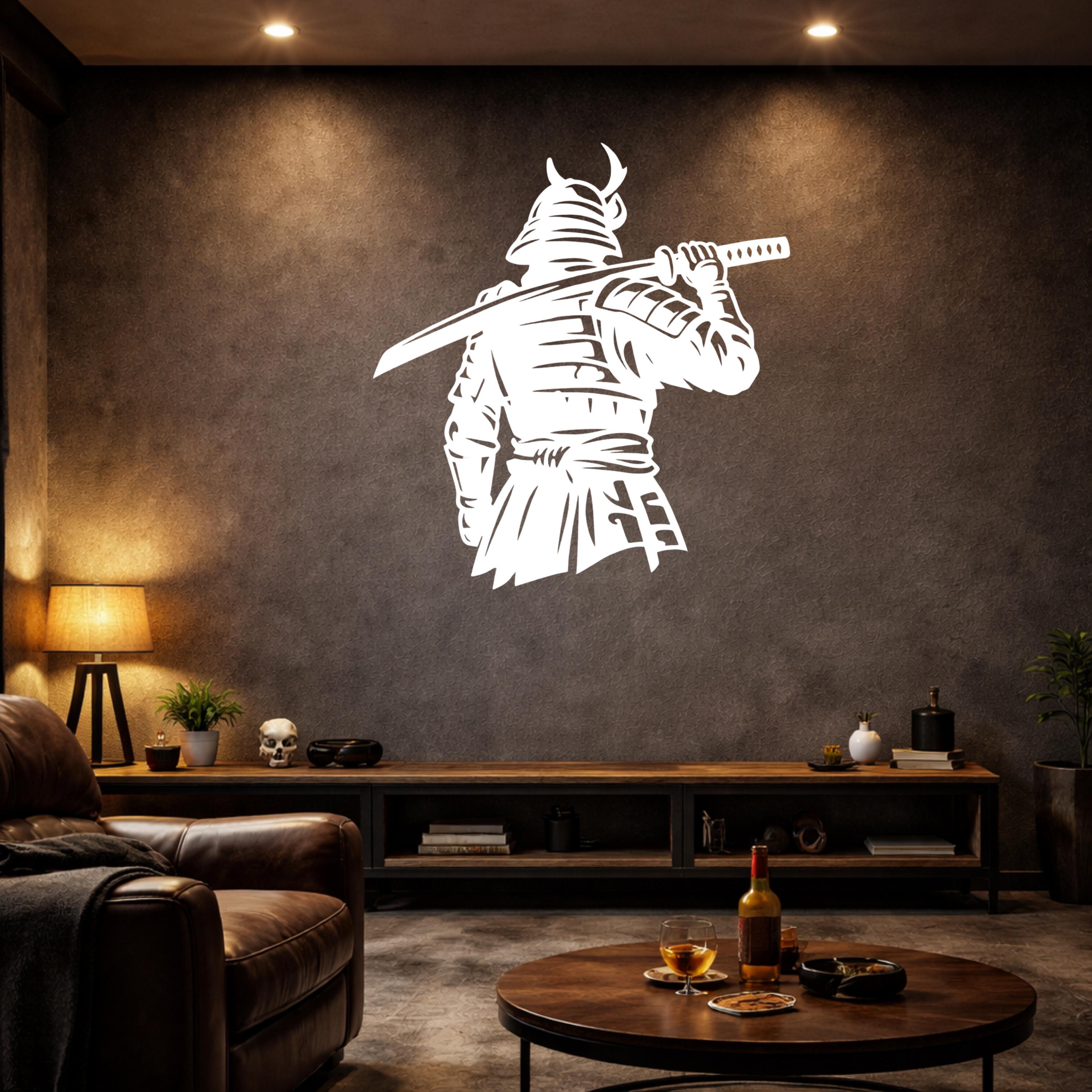Samurai Metal Wall Art, Japanese Warrior Decor