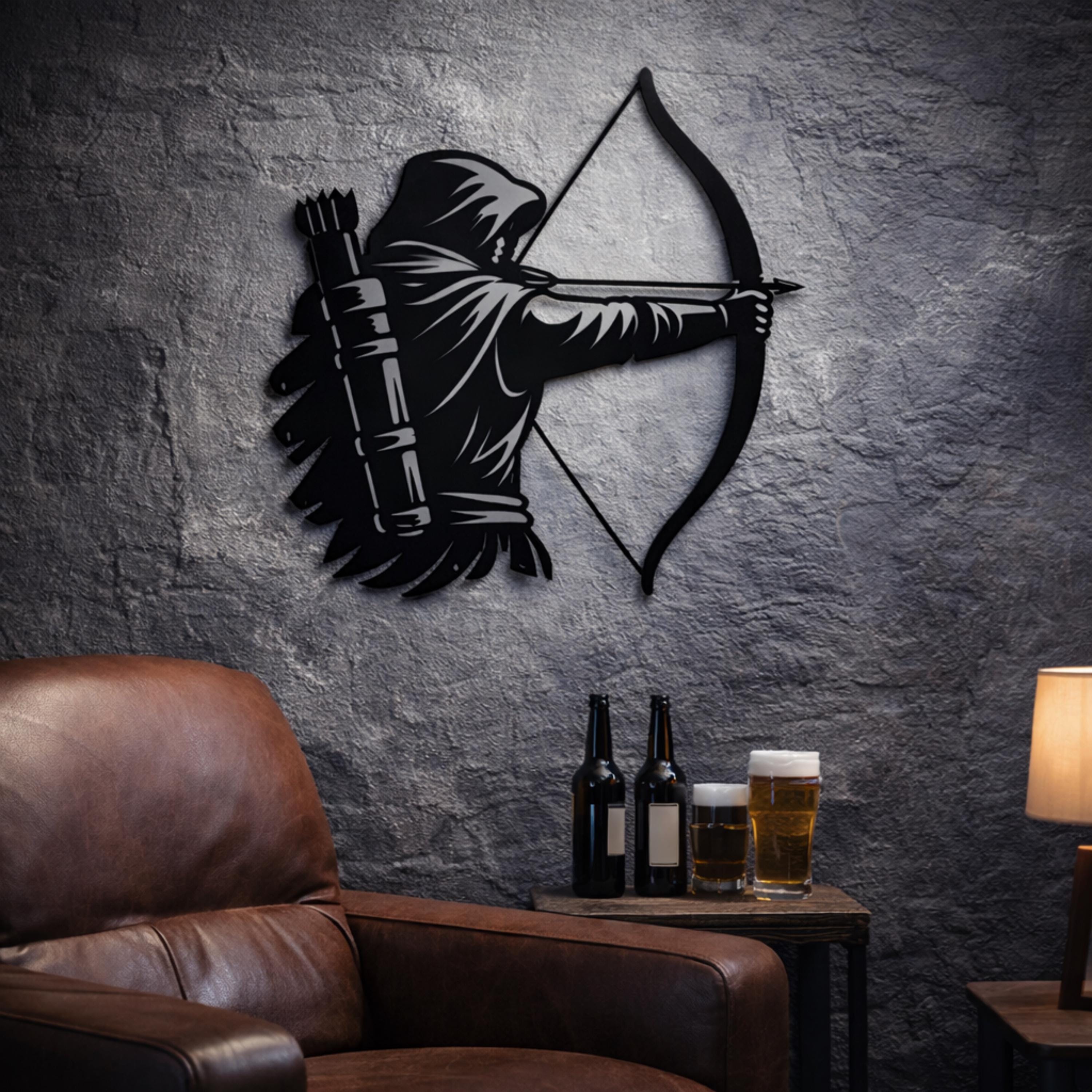 Archer Metal Wall Art, Medieval Gaming Room Decor