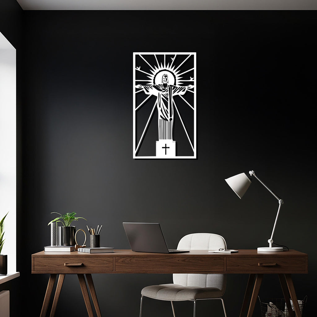 Christ the Redeemer Metal Wall Art – Religious Silhouette Sculpture