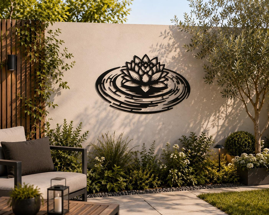 Lotus Flower Metal Wall Art, Zen Boho Meditation Decor, Spiritual Water Lily Home Accent