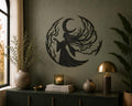 Moon Goddess Metal Wall Art, Celestial Woman Silhouette Decor
