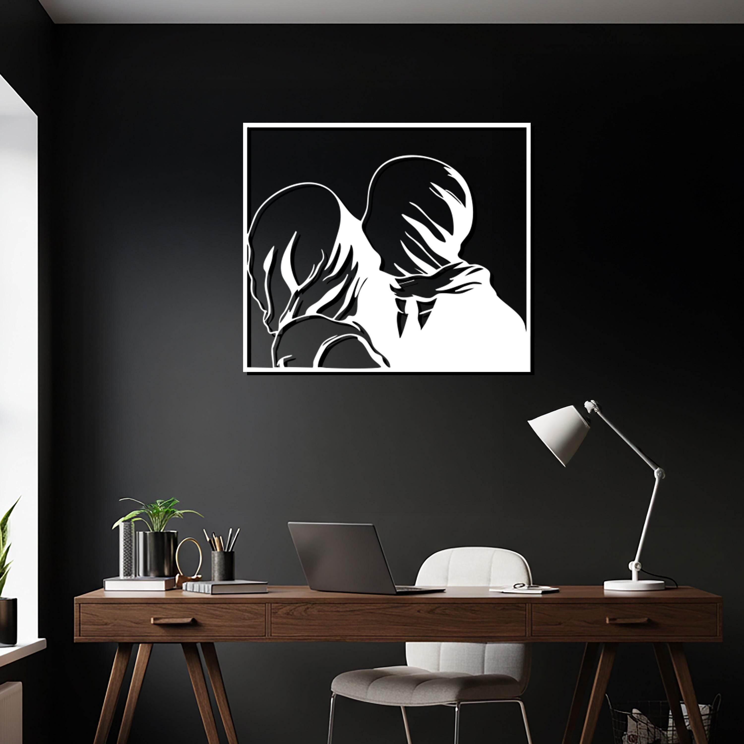Valentine Lovers Kiss Metal Wall Art – Romantic Couple Gift