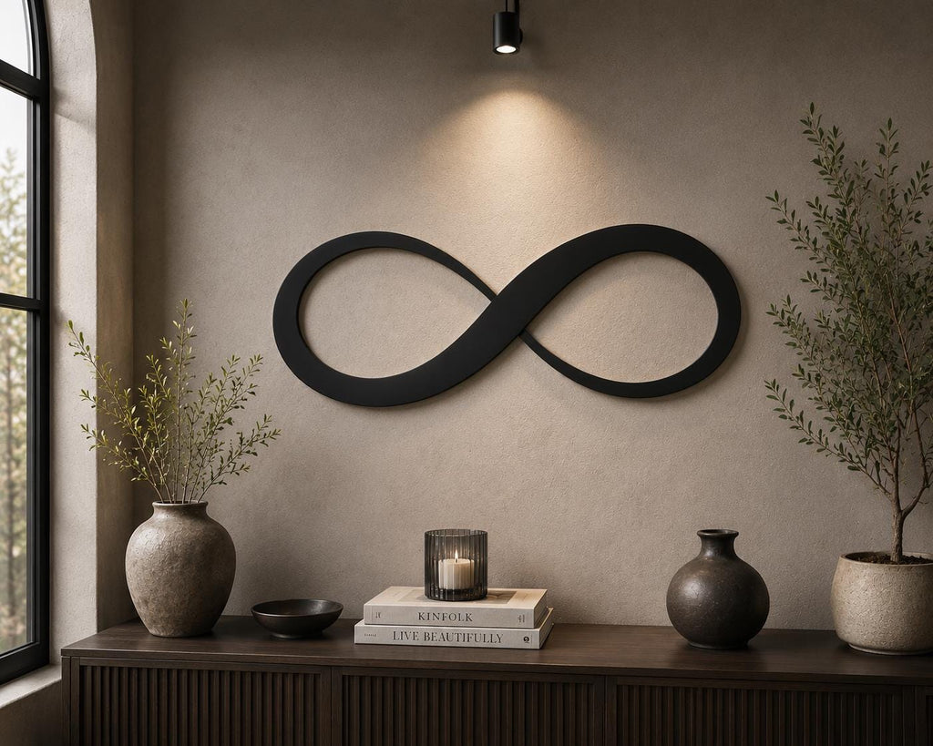 Valentine Minimal Infinity Metal Wall Art – Modern Couple Decor