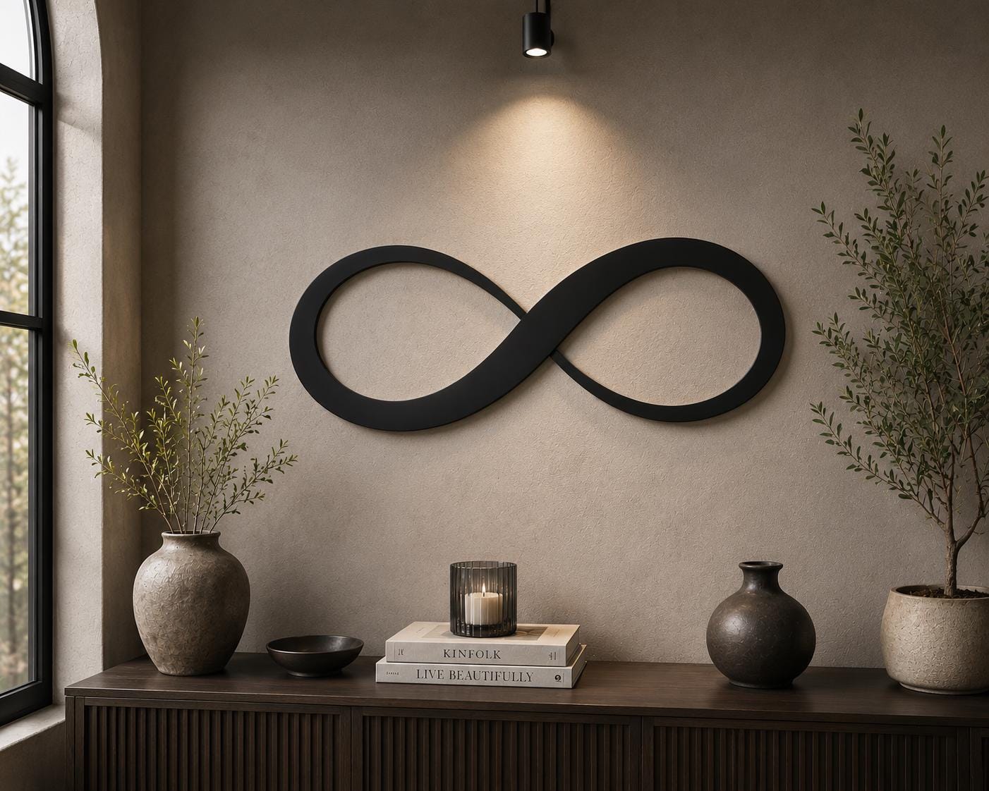 Valentine Minimal Infinity Metal Wall Art – Modern Couple Decor