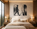 Minimalist Walking Figures Metal Wall Art – Sunburst Silhouette Decor