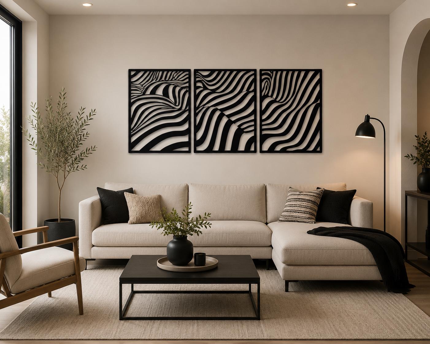 Abstract Wave Metal Wall Art – Minimalist Geometric Decor