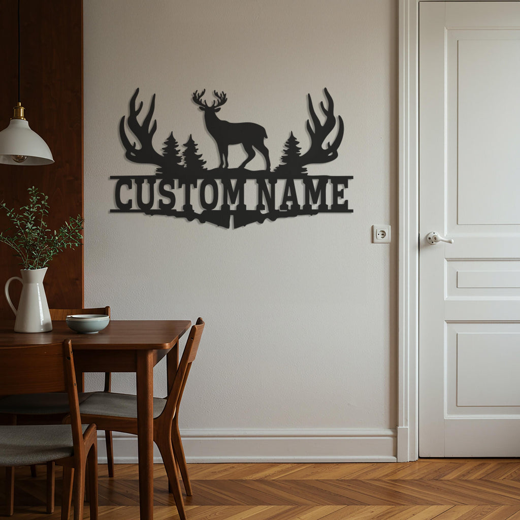 Custom Deer Name Metal Wall Art – Hunting Cabin Decor