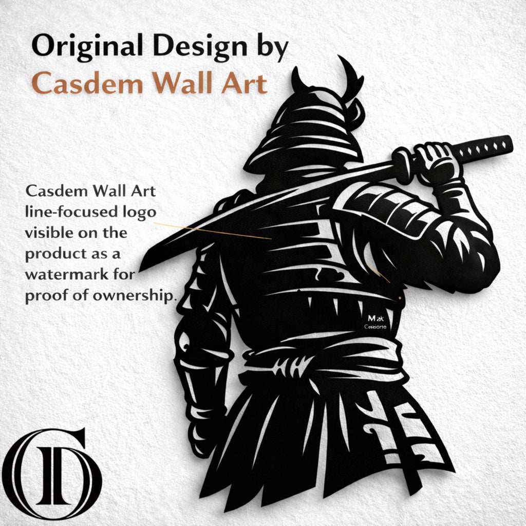 Samurai Metal Wall Art, Japanese Warrior Decor