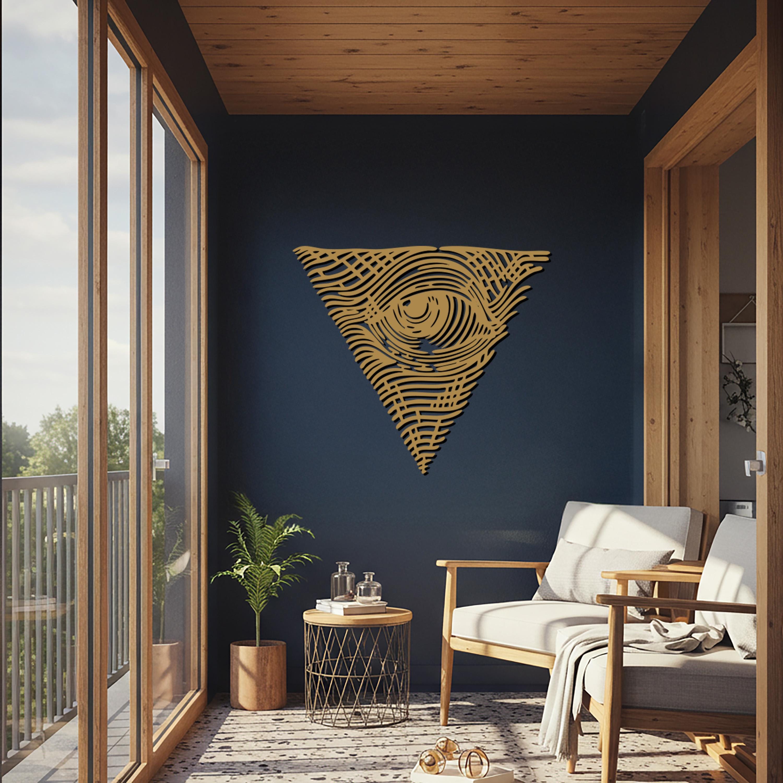 Eye Triangle Metal Wall Art, Geometric Mystical Decor