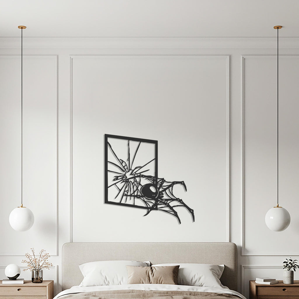 Metal Spider Web Wall Art, Halloween Horror Decor