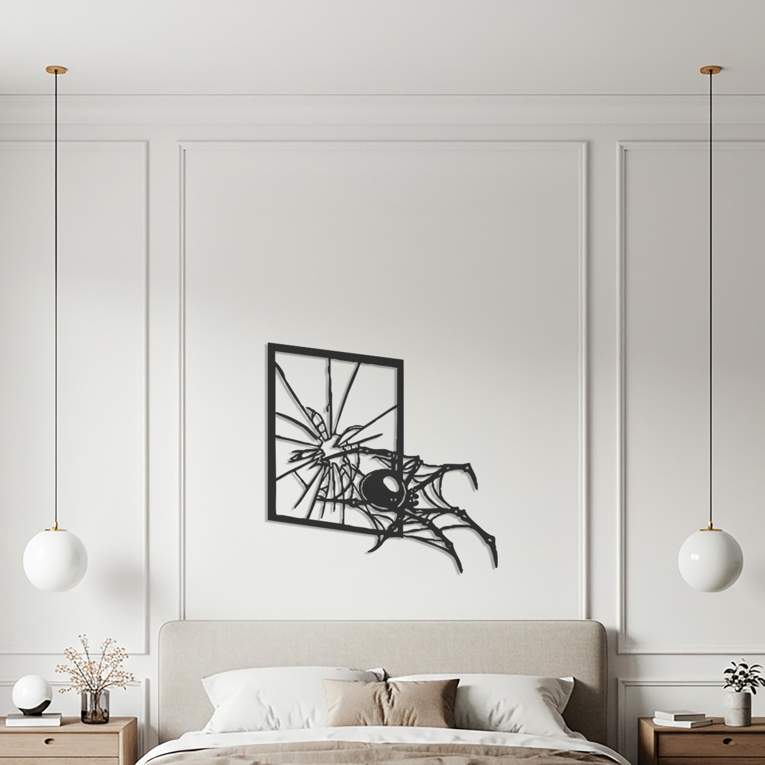 Metal Spider Web Wall Art, Halloween Horror Decor