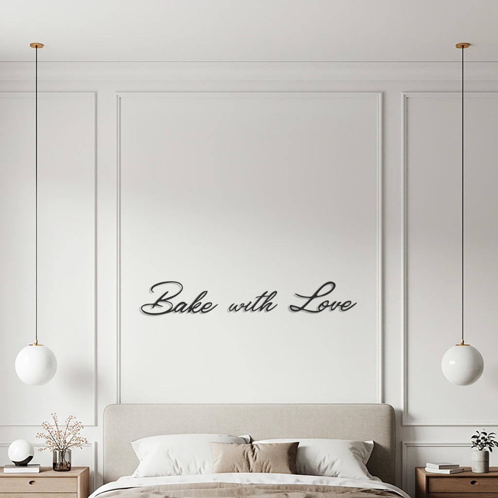 Bake with Love Metal Wall Art – Script Kitchen Decor